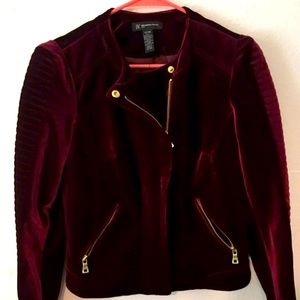 Gorgeous INC Red Velvet Moto Jacket size Small